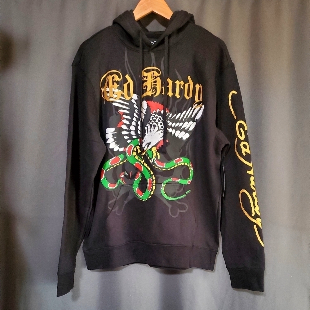 Ed Hardy Black Eagle Snake Hoodie Size Large & XL NWT